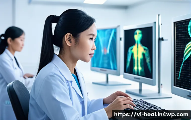 환자 맞춤형 의료의 미래 비전 - A futuristic healthcare laboratory scene in Vietnam, showcasing advanced genetic testing technology ...