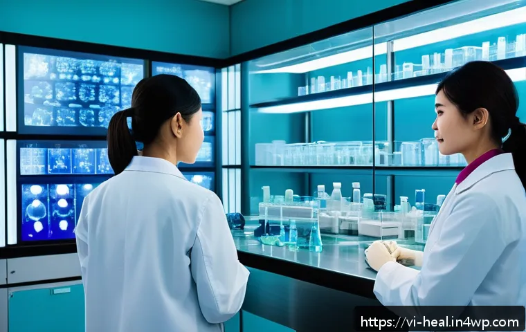 생명 연장 기술의 윤리적 논의 - A futuristic Vietnamese medical laboratory specializing in regenerative medicine and stem cell thera...