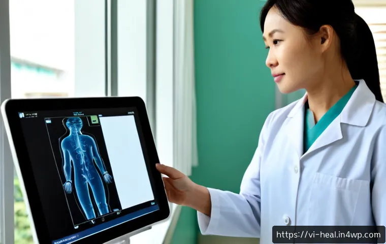 Home 17 의료 인공지능의 윤리적 고려사항 - Photorealistic Vietnamese hospital consultation, compassionate Vietnamese doctor and adult patient r...